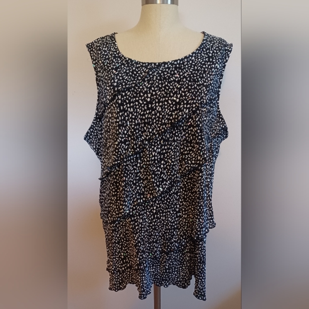 CJ Banks 3X Ruffled Sequin Tank Sparkle